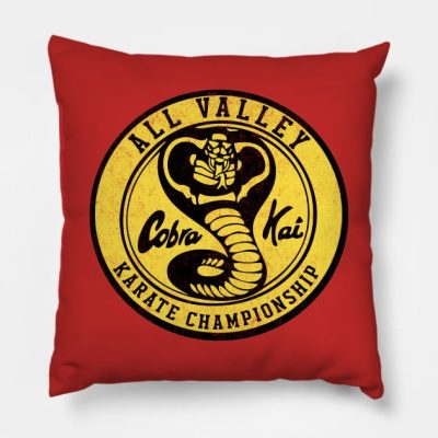 Cobra Kai All Valley Karate Championship Vintage L Throw Pillow Official Cobra Kai Merch