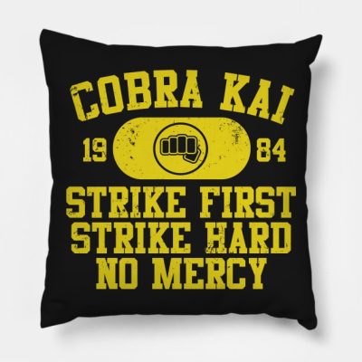 Cobra Kai Vintage Tee Motto Fist Throw Pillow Official Cobra Kai Merch