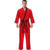 Cobra Kai Costume Men Red Color Karate Training Uniform with Belt Halloween Cosplay Outfits Adult Size - Cobra Kai Merch