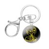 Cobra Kai Logo Keychain Handmade Glass Cabochon Key Ring Holder Pendant Key Chains Fashion Cartoon Creative 3 - Cobra Kai Merch