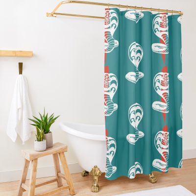 Cobra Kai Logo - Cobra Kai Hawk - Cobra Kai Terry Silver Shower Curtain Official Cobra Kai Merch