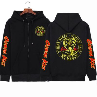 Hot Cobra Kai Print Zipper Coat Hoodie Cool Denji Casual Hip Hop Pullover Top 1 - Cobra Kai Merch