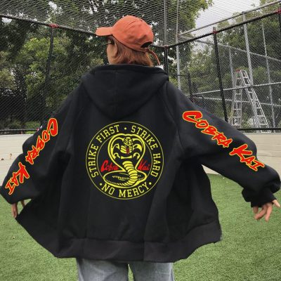 Hot Cobra Kai Print Zipper Coat Hoodie Cool Denji Casual Hip Hop Pullover Top - Cobra Kai Merch