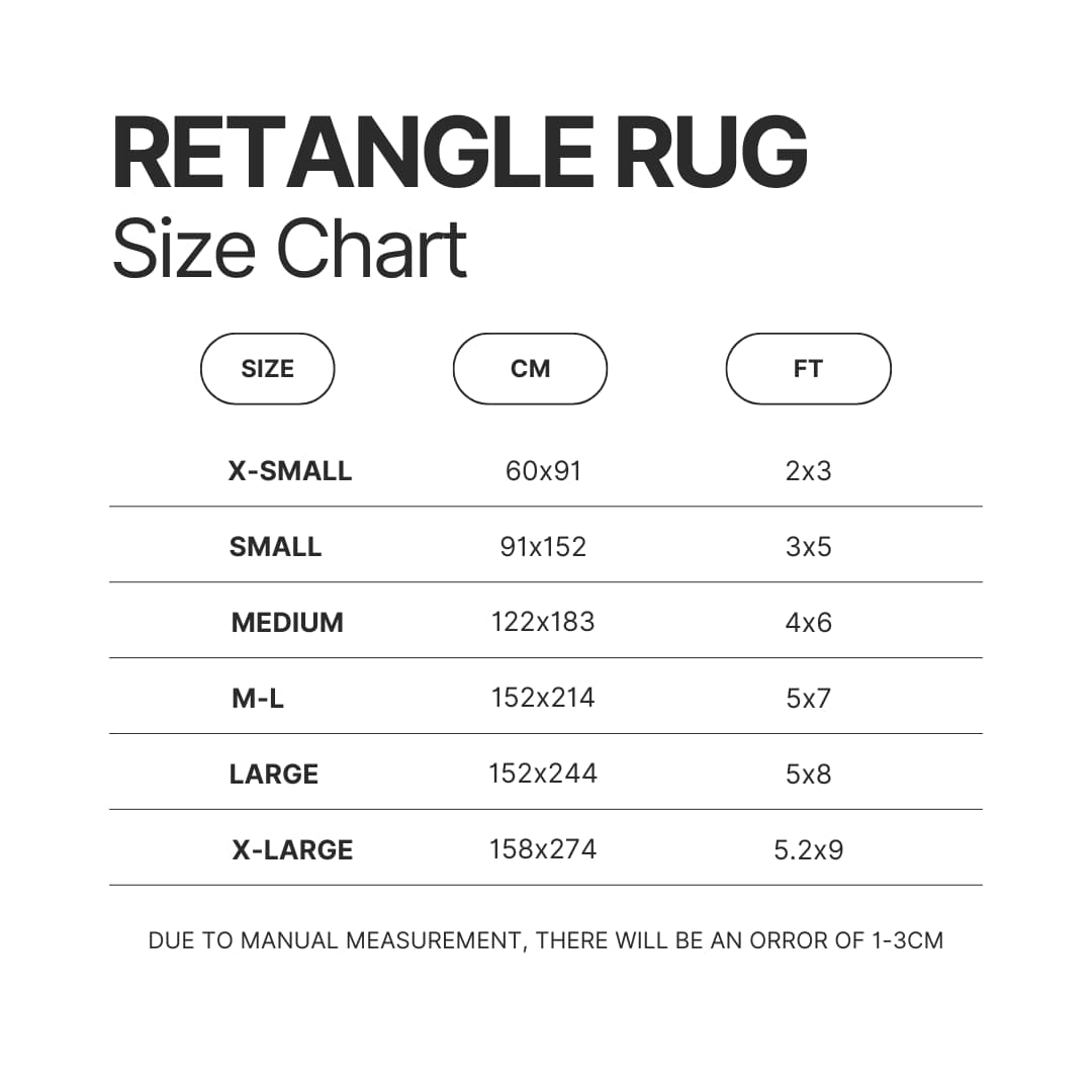 Retangle Rug Size Chart - Cobra Kai Merch